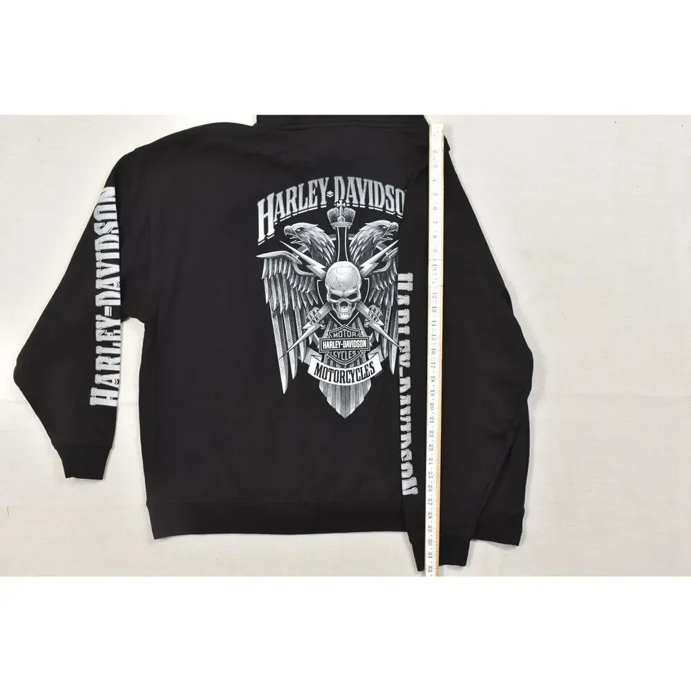 Harley-Davidson Hoodie Men 3XL Black Oconomowoc WI Graphic Sweater Bravado NEW